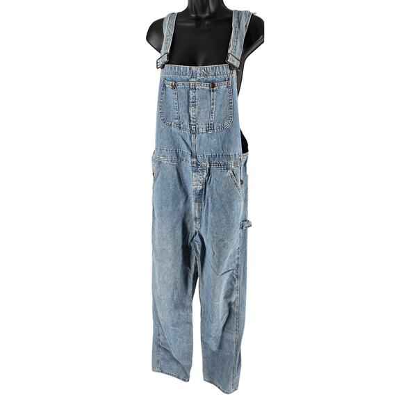Vintage Todays News Denim Carpenter Overalls 34x32 Light Wash Pockets Classic - Picture 1 of 8